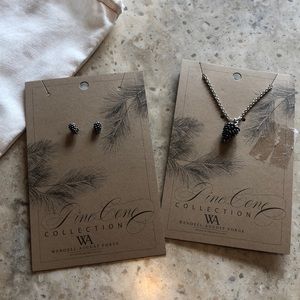 Wendall August Forge pine cone earrings and necklace